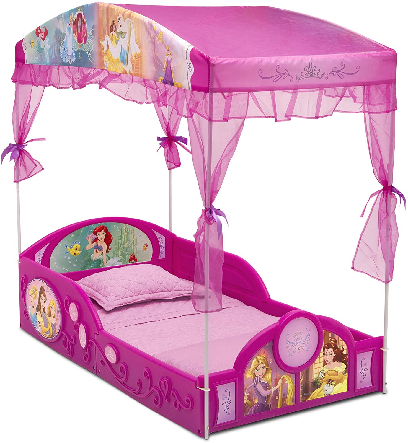 Delta Children Disney Princess Plastic Sleep and Play Toddler Bed with Canopy