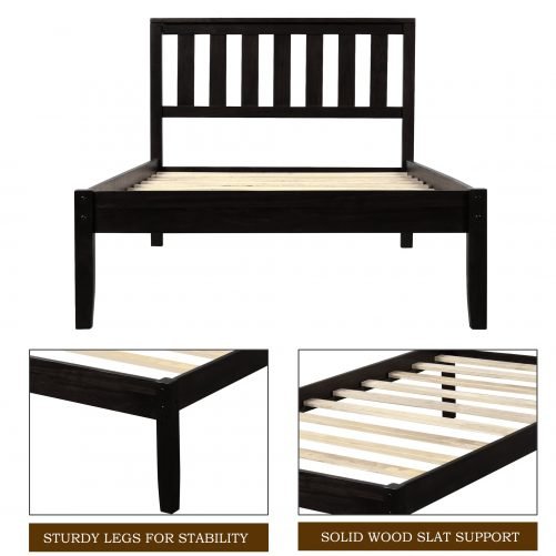 Wood Platform Bed with Headboard/Wood Slat Support,Twin 9