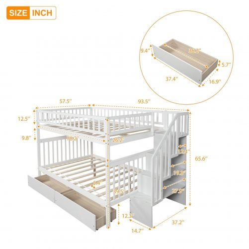 Full over full bunk bed with two drawers and storage 9