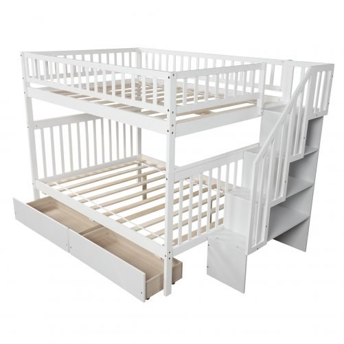 Full over full bunk bed with two drawers and storage 6