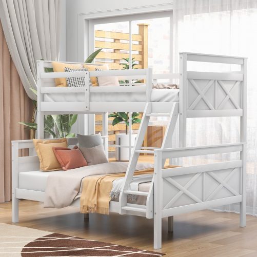 Twin Over Full Bunk Bed With Ladder, Guardrail