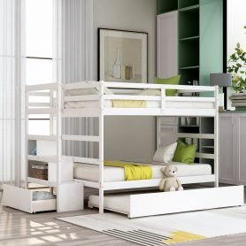 Full Over Full Bunk Bed With Twin Trundle