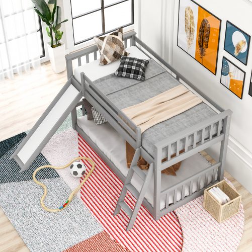 Twin Over Twin Bunk Bed With Slide And Ladder