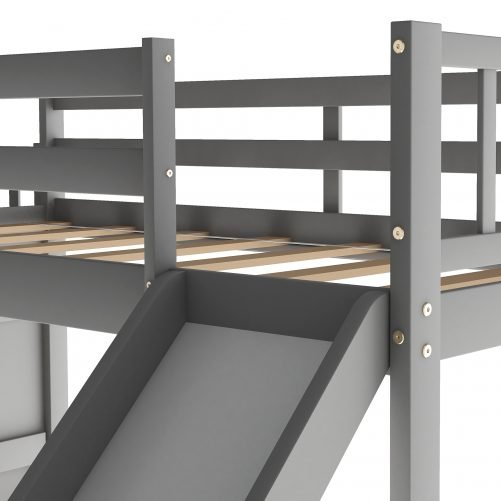 Twin Over Twin Bunk Bed With Convertible Slide And Stairway