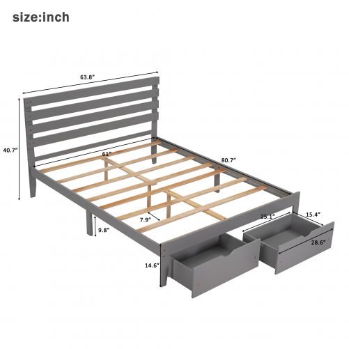 Queen Size Platform Bed With Drawers