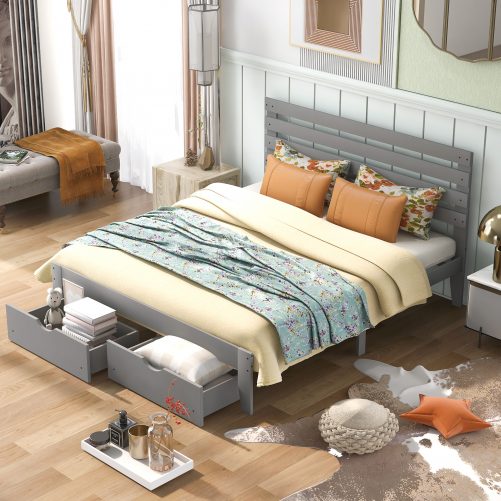 Queen Size Platform Bed With Drawers