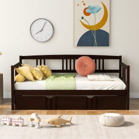 Twin Size Daybed Wood Bed With Twin Size Trundle