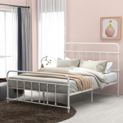 Full Size Metal Platform Bed With Headboard And Footboard