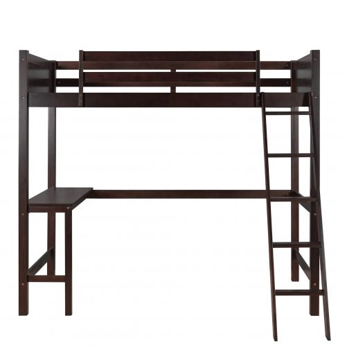 Twin Size Loft Bed with Desk and Ladder