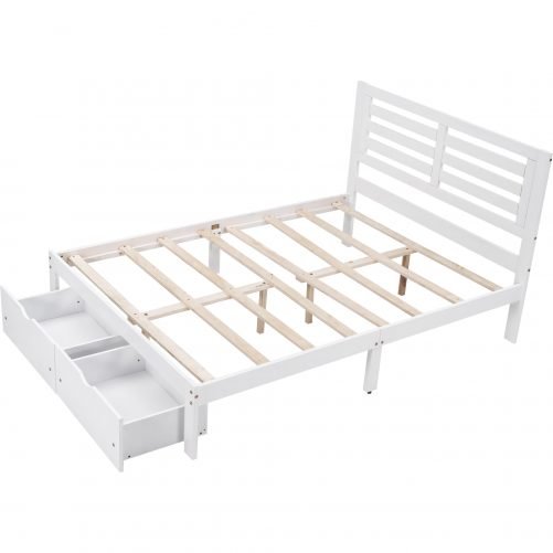 Full Size Platform Bed With 2 Drawers