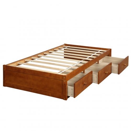 Twin Size Platform Storage Bed With 3 Drawers
