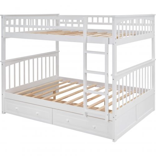 Full Over Full Bunk Bed With Drawers, Convertible Beds