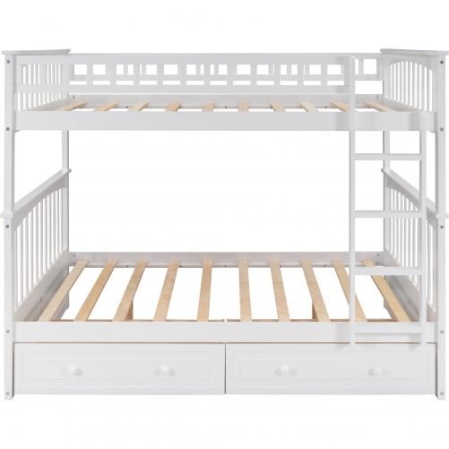 Full Over Full Bunk Bed With Drawers, Convertible Beds
