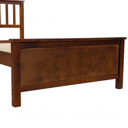 Twin Size Wood Platform Bed With Headboard And Slat Support