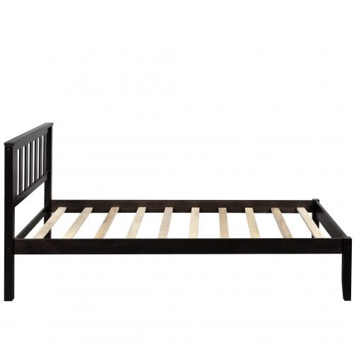 Twin Size Wood Platform Bed With Headboard And Slat