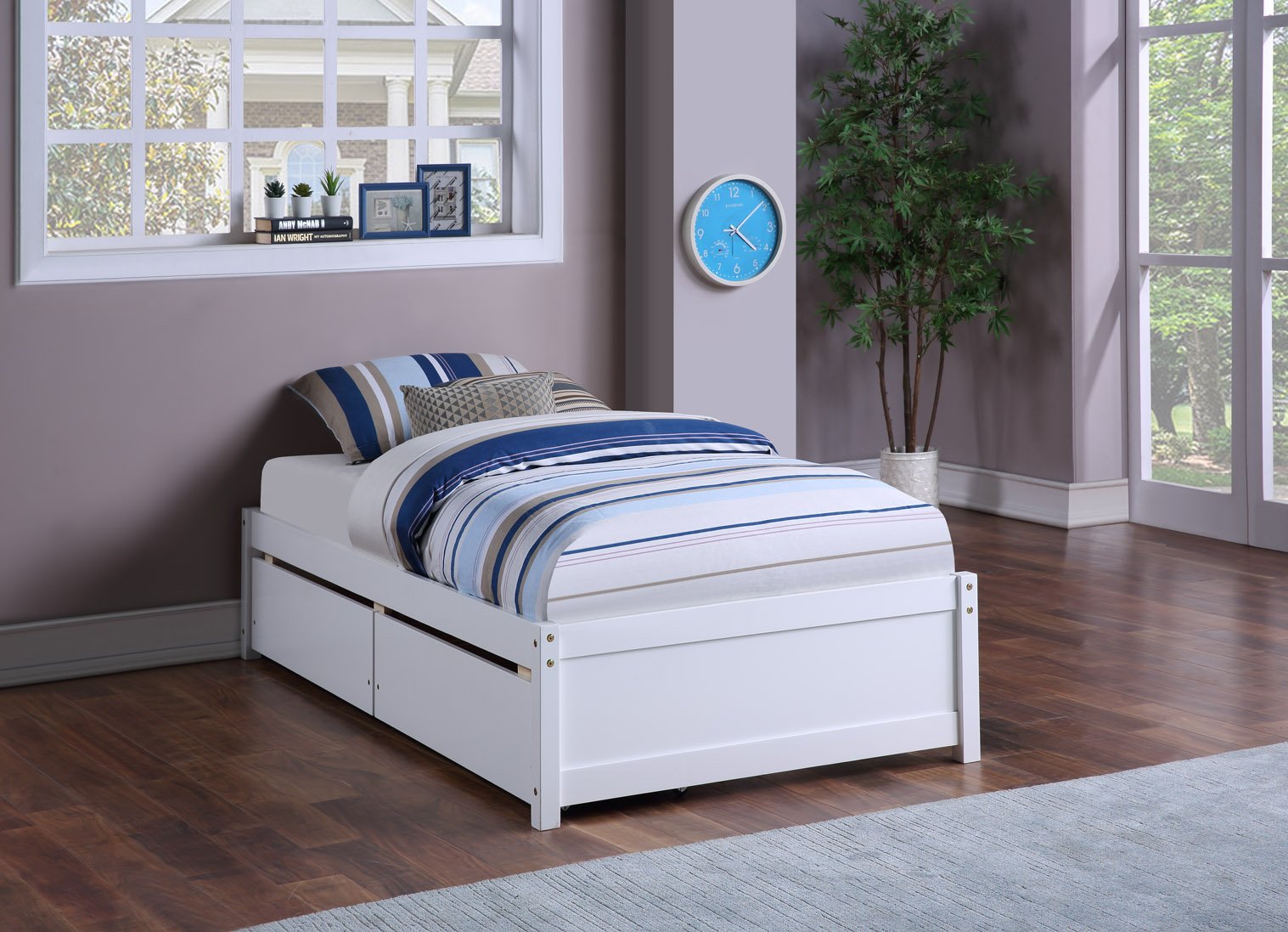 Twin Platform Bed With 2 Storage Drawers