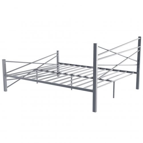 Queen Size Metal Platform Bed Frame With Headboard, No Box Spring Needed