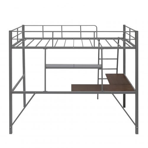 Metal Twin Loft Bed With Desk And Shelf