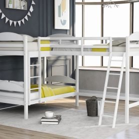 Twin L-Shaped Bunk Bed And Loft Bed