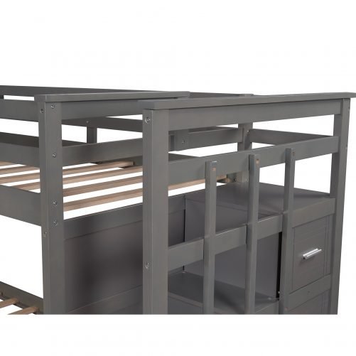 Twin Over Twin Bunk Bed With Trundle And Staircase