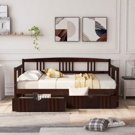 Twin Size Daybed Wood Bed With Two Drawers