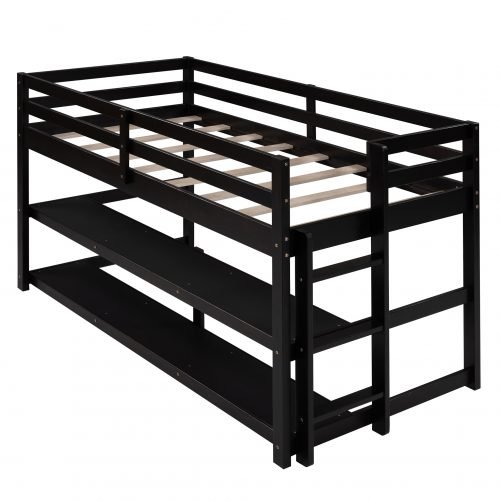 Twin Size Loft Bed With Shelves