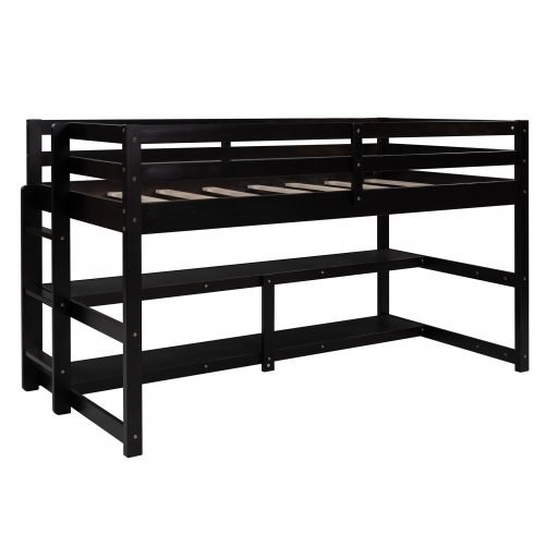 Twin Size Loft Bed With Shelves
