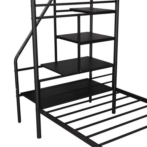 Twin Bunk Bed With Metal Frame And Ladder