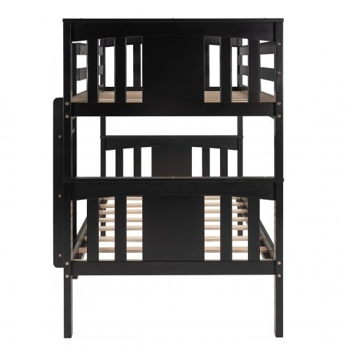 Twin Over Twin Bunk Bed With Ladder For Kids