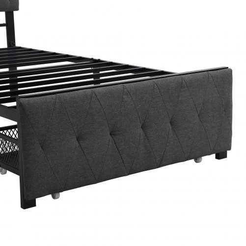 Twin Size Storage Metal Platform Bed With A Big Drawer