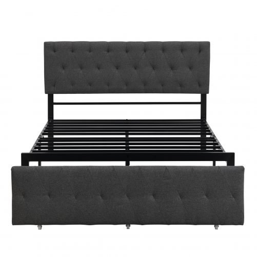 Full Size Storage Metal Platform Bed With A Big Drawer