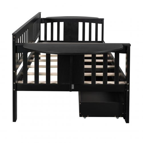 Twin Size Daybed With Two Drawers, Wood Slat Support