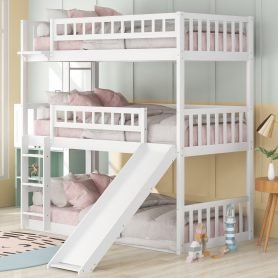 Twin over Twin over Twin Triple Bed With Built-in Ladder And Slide