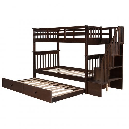 Stairway Twin-over-twin Bunk Bed With Twin Size Trundle