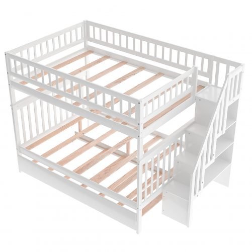Full Over Full Bunk Bed With Trundle And Staircase