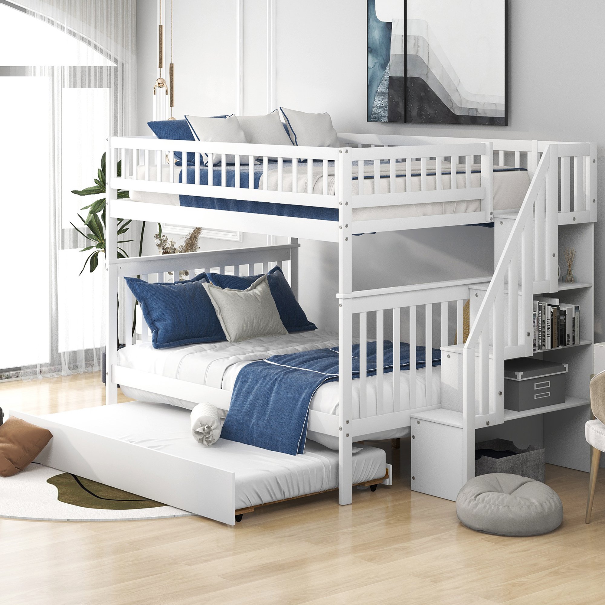 Full Over Bunk Bed With Trundle, Full Bunk Bed With Trundle