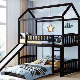 Twin Over Twin Bunk Bed With Slide, House Bed