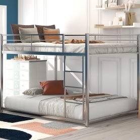 Full Over Full Metal Bunk Bed With Ladder And Full-Length Guardrail