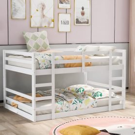 Low Full Over Full Bunk Bed With Ladder