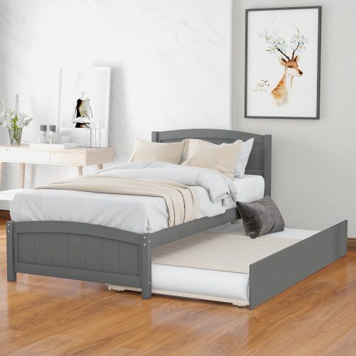 Twin Size Platform Bed With Trundle