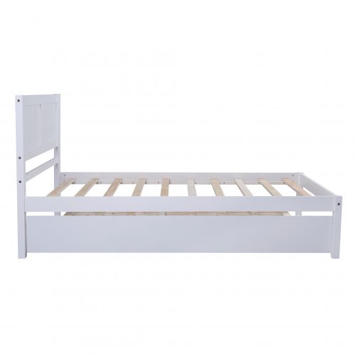 Twin Size Wood Platform Bed With Trundle
