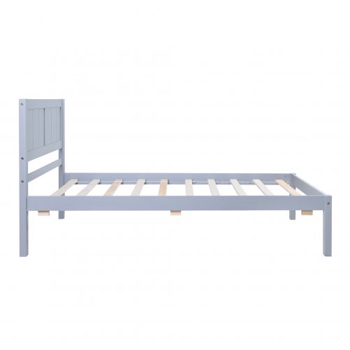 Twin Size Wood Platform Bed With Headboard