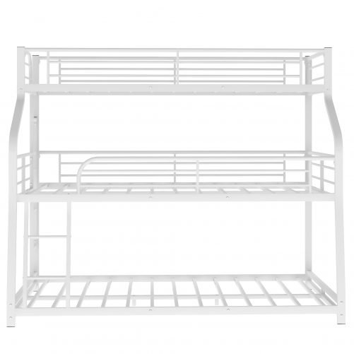 Twin XL/Full/Queen Triple Bunk Bed with Long and Short Ladder and Full-Length Guardrails