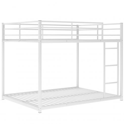 Full Over Full Metal Low Bunk Beds With Ladder