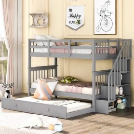 Stairway Twin-over-Twin Bunk Bed With Twin Size Trundle