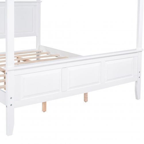 Queen Size Canopy Platform Bed With Headboard And Footboard