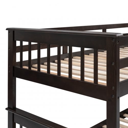Stairway Twin-Over-Full Bunk Bed with Drawer, Storage and Guard Rail