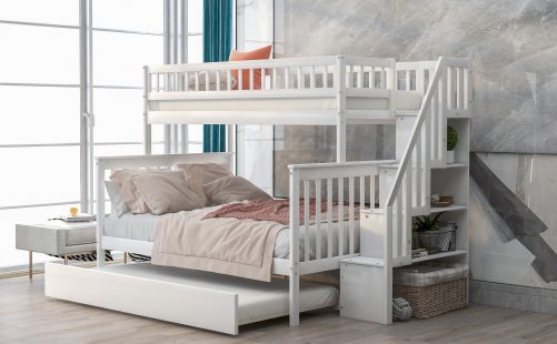 Twin Over Full Bunk Bed With Trundle And Staircase