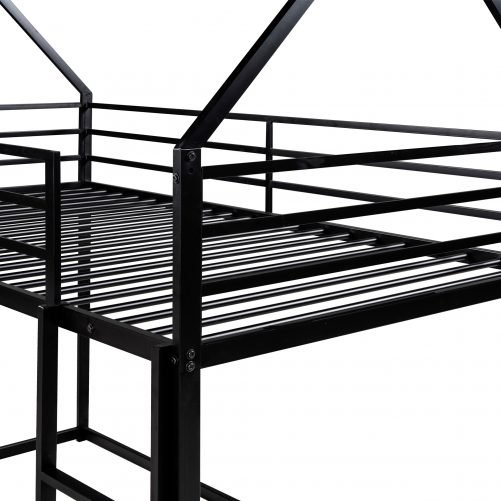 Twin Over Twin House Bunk Bed With Built-in Ladder
