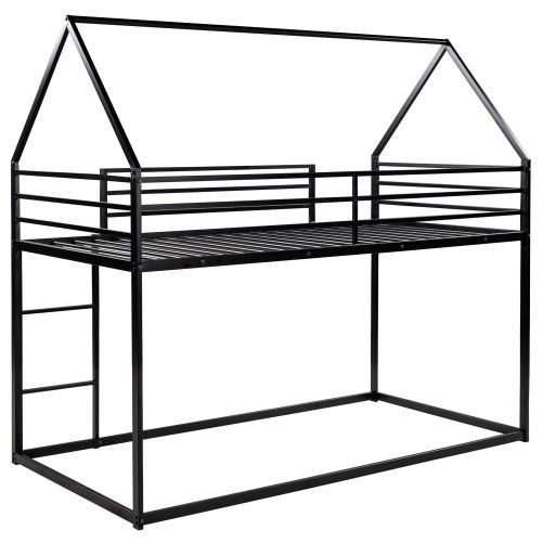 Twin Over Twin House Bunk Bed With Built-in Ladder